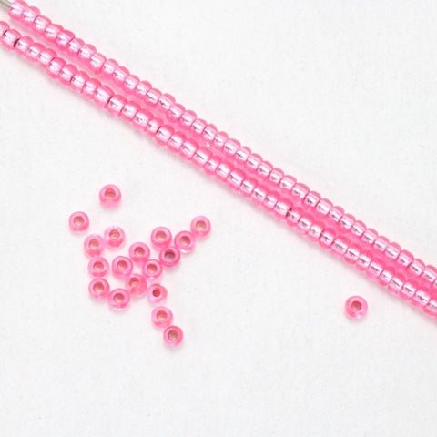 6/0 Silver Lined Dyed Light Pink Czech Seed Bead (20 Gm, 1/2 Kilo) #CSB349