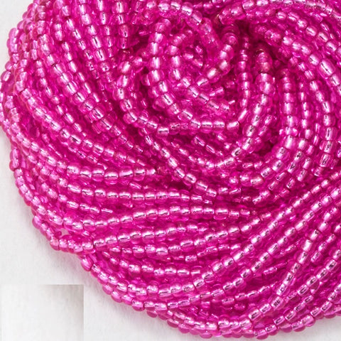 6/0 Silver Lined Dyed Hot Pink Czech Seed Bead (20 Gm, 1/2 Kilo) #CSB364