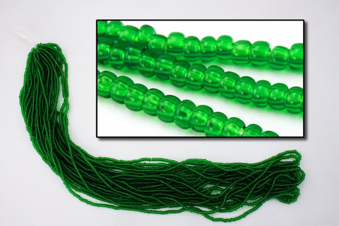 11/0 Transparent Emerald Czech Seed Bead (10 Gm, Hank, 1/2 Kilo) #CSG097-General Bead