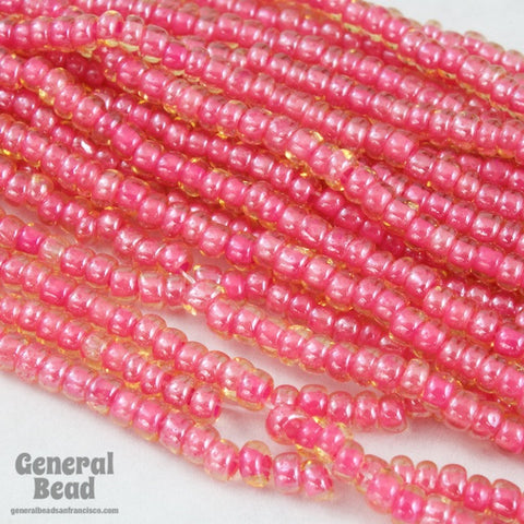 11/0 Pink Lined Topaz Czech Seed Bead (10 Gm, Hank, 1/2 Kilo) #CSG163-General Bead