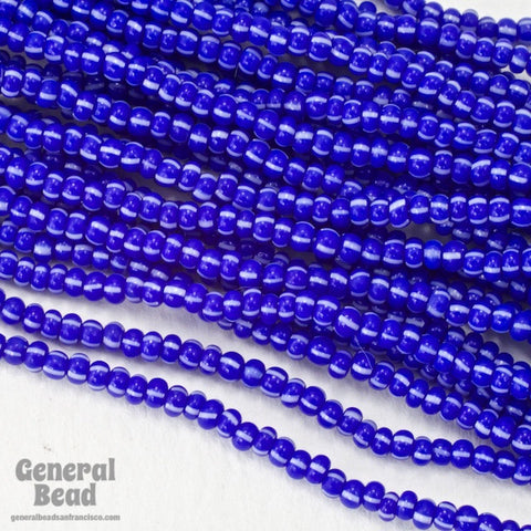 11/0 Opaque Blue/White Stripe Czech Seed Bead (10 Gm, Hank, 1/2 Kilo) #CSG188-General Bead
