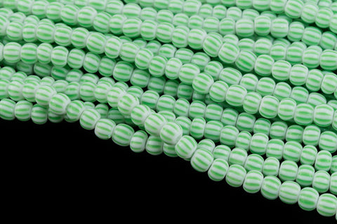 5/0 White/Green Double Stripe Czech Seed Bead (20 Gm, 1/2 Kilo) #CSA017