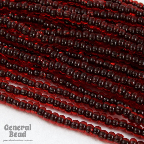 11/0 Black Lined Ruby Czech Seed Bead (10 Gm, Hank, 1/2 Kilo) #CSG222-General Bead