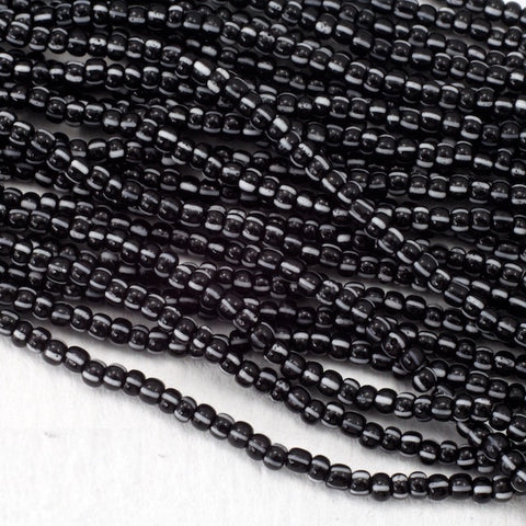8/0 Opaque Black/White Stripe Czech Seed Bead (20 Gm, 1/2 Kilo) #CSD099-General Bead