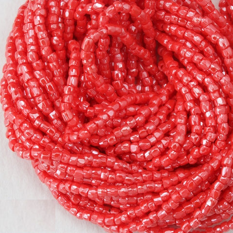 9/0 Luster Opaque Chinese Red 3-Cut Czech Seed Bead (10 Hanks) Preciosa #98170