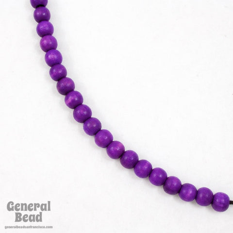 6mm Purple Wood Bead-General Bead