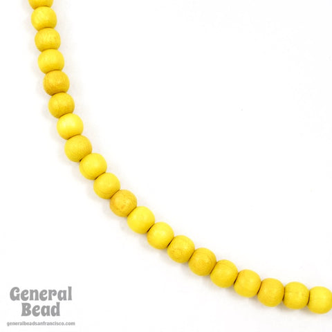 6mm Yellow Wood Bead #DXG013