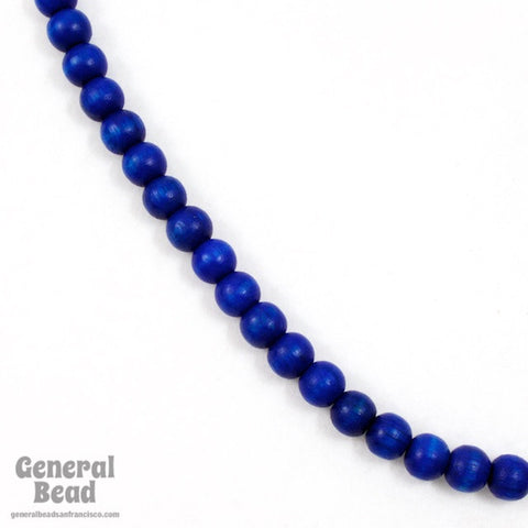 6mm Blue Wood Bead-General Bead