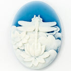 30mm x 40mm White and Blue Dragonfly and Lotus Cameo #FPA109-General Bead