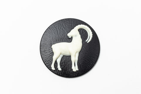 45mm Black and White Capricorn Lucite Cabochon #FPL116-General Bead