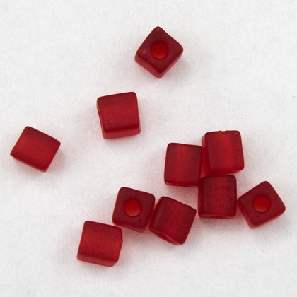 3mm Matte Red Cube Bead-General Bead