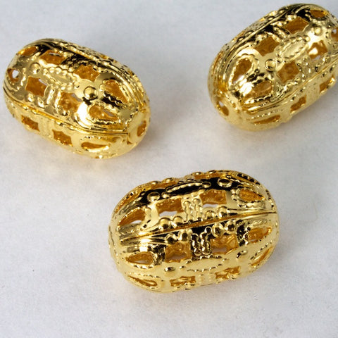 14mm Gold Filigree Oval Bead #MBC079-General Bead