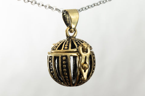 19mm x 26mm Antique Brass Beaded Bands Diffuser Cage Pendant #MBF014
