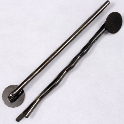 2 1/2 Inch Gunmetal Hair Pin with 10mm Pad-General Bead