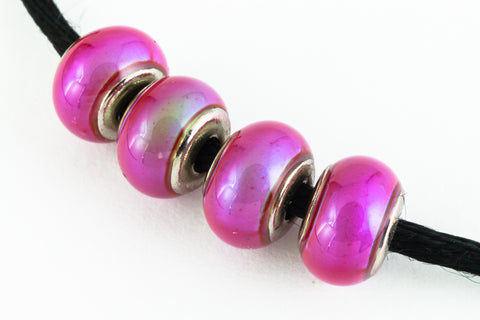 6mm x 9mm Hot Pinks Pony Mood Bead with Cap #MOOD46-General Bead