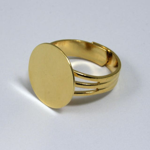 Gold Ring Base with 15mm Pad #MRA013-General Bead