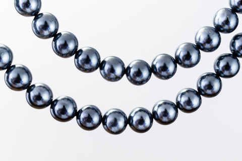 15" Strand 10mm Gunmetal Plastic Pearls #PAI004-General Bead