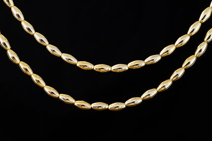 60" Strand 3mm x 6mm Gold Plastic Pearl Rice Beads #PBA004-General Bead