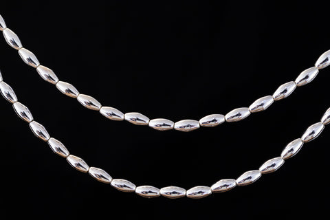 60" Strand 4mm x 8mm Silver Plastic Pearl Rice Beads #PBC002-General Bead