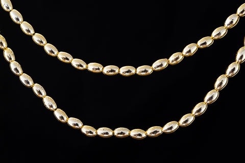 60" Strand 5mm x 7mm Gold Oval Plastic Pearls #PBD002-General Bead