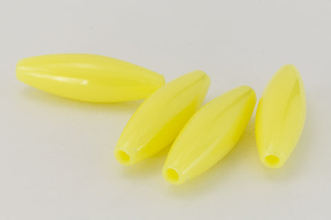 6mm x 19mm Opaque Yellow Quality Plastic Spaghetti Bead (32 Pcs) #QPB271-General Bead