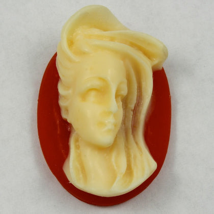 40mm Faux Coral and Ivory Modern Cameo-General Bead