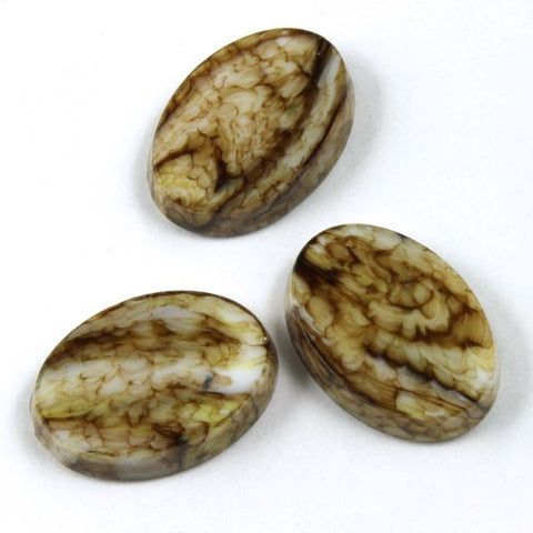 16mm Cream and Brown Swirl Oval Cabochon (2 Pcs) #1724-General Bead