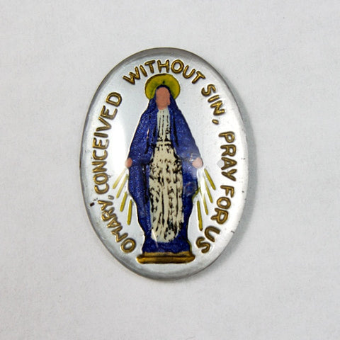 25mm Silver Mother Mary Oval #1915-General Bead