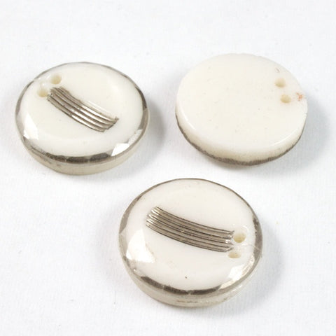 13mm White and Silver Deco (2 Pcs) #2141-General Bead