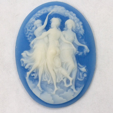 40mm Blue and White Three Graces Cameo-General Bead