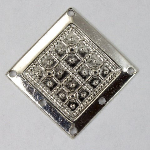 25mm Silver Embossed Square (4 Pcs) #2467-General Bead