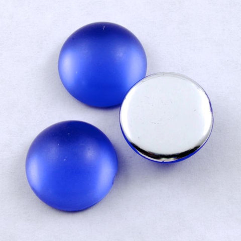 15mm Frosted Cobalt Cabochon (2 Pcs) #281-General Bead