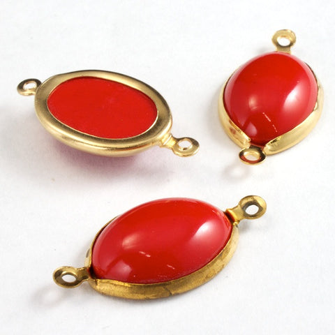 18mm Red and Gold Oval Connector-General Bead