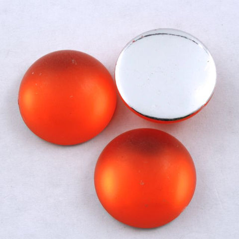 15mm Round Frosted Orange Cabochon (2 Pcs) #UP732-General Bead