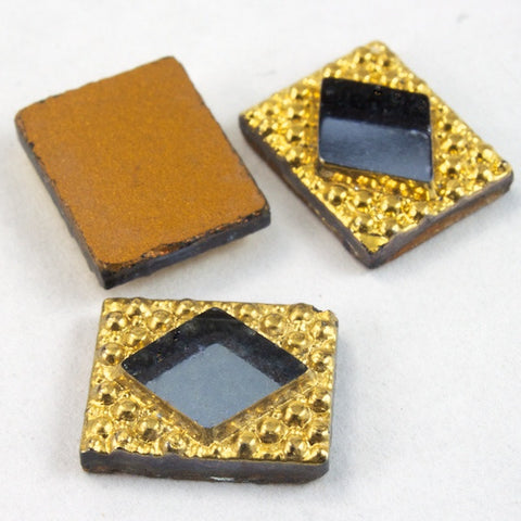 6mm x 10mm Gold Rectangle with Silver Diamond (2 Pcs) #2885-General Bead