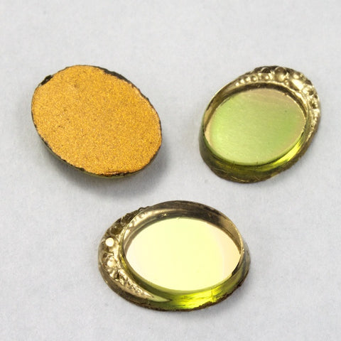 6mm x 8mm Pink and Green Oval Mirror (2 Pcs) #2886-General Bead