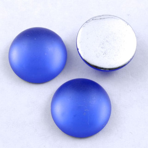 15mm Round Frosted Sapphire Cabochon (2 Pcs) #UP758-General Bead