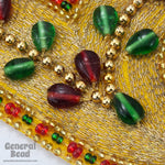 150mm Gold, Red and Green Embroidered Applique-General Bead