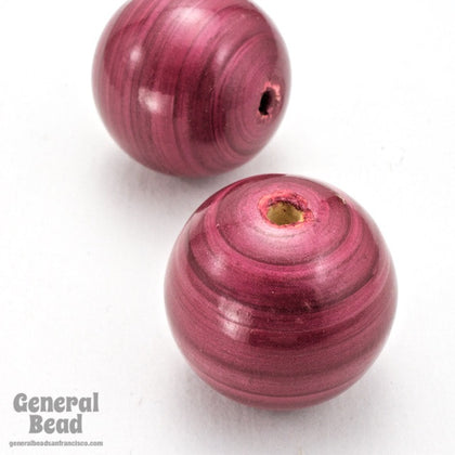 20mm Dark Rose Painted Wood Round Bead-General Bead