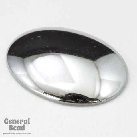 30mm x 40mm Metallic Silver Oval Cabochon (2 Pcs) #3850-General Bead
