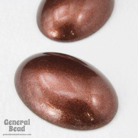 18mm x 25mm Metallic Antique Copper Oval Cabochon (4 Pcs) #3859-General Bead