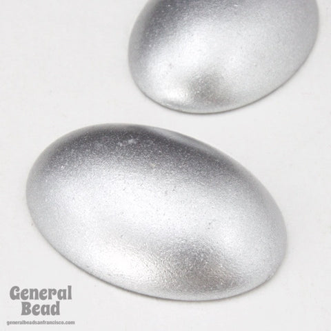 18mm x 25mm Matte Metallic Silver Oval Cabochon-General Bead