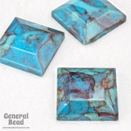 10mm Faux Turquoise Square Cabochon-General Bead