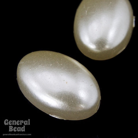 8mm x 12mm Off White Pearl Oval Cabochon-General Bead
