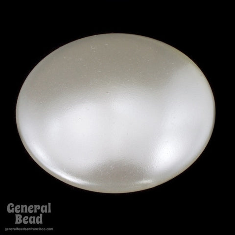 35mm White Pearl Vintage Low Dome Cabochon-General Bead