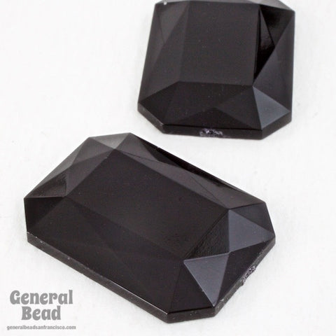 18mm x 25mm Faceted Black Octagon Cabochon-General Bead