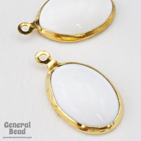 18mm White and Gold Oval Drop-General Bead