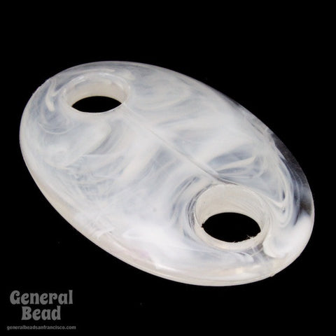 25mm x 40mm White Marbled Lucite Oval with 2 Holes (4 Pcs) #4023-General Bead