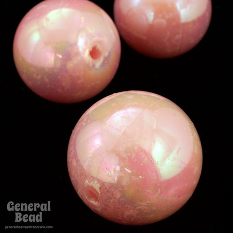 24mm Iridescent Soft Pink Round Bead-General Bead