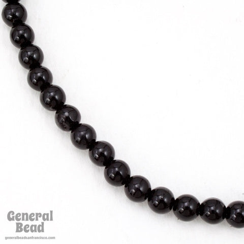 6mm Jet Black Pearl Strand-General Bead